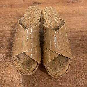 Stuart Weitzman nude wedge sandals​​​​​​​
